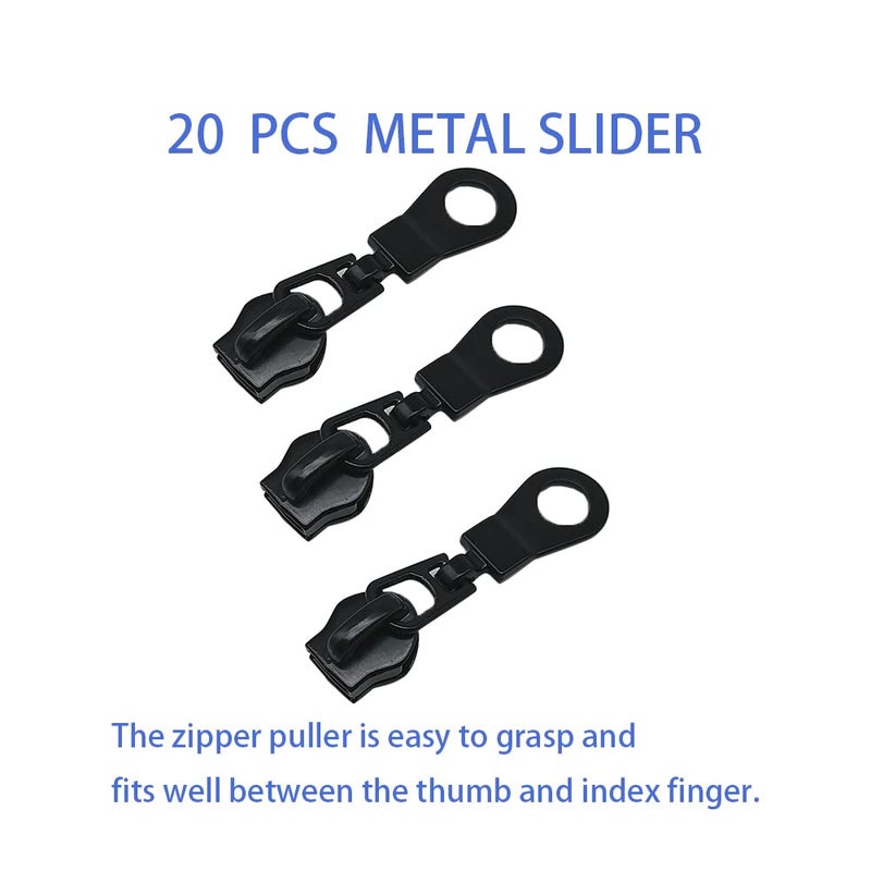 Meikeer 10Yards Bulk Zippers #5 Nylon Coil Zippers by The Yard with 20pcs Zipper Sliders for DIY Sewing Craft Bags(Black) - Image 3